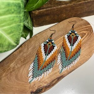 Hand Beaded Fringe Native Style Earrings